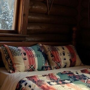 Cabin Moose Themed King Size Pillow Shams